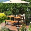 Modern Wooden Picnic Table with 2 Benches Outdoor Patio Dining Set