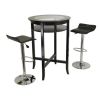 Set of 2 Modern Air-Lift Adjustable Bar Stools with Black Seat