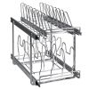 VEVOR Pan and Pot Rack, 2-Tier Expandable Pull Out Under Cabinet Organizer, Cookie Sheet Baking Pans Tray Racks, Adjustable Wire Dividers