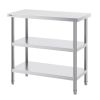 VEVOR Stainless Steel Food Prep Table, 18 x 36 x 34 Inch Commercial Kitchen Worktable, with 2 Adjustable Undershelf