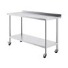 VEVOR 24 x 60 x 40 Inch Stainless Steel Work Table, Commercial Food Prep Worktable with Casters, Heavy Duty Prep Worktable