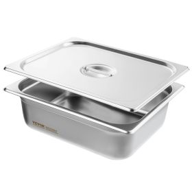 VEVOR 8 Pack Hotel Pans, 1/2 Size Anti-Jam Steam Pan with Lid, 0.8mm Thick Stainless Steel Steam Table Pan, 4-Inch Deep Commercial Table Pan