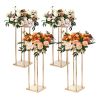 VEVOR 4PCS Gold Metal Column Wedding Flower Stand, 31.5inch High With Metal Laminate, Vase Geometric Centerpiece Stands