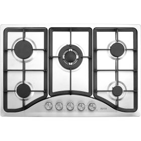 VEVOR Gas Cooktop 30 inch, Max 12250BTU 5 Burners Built-in Stainless Steel Gas Stove Top