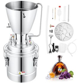 VEVOR Water Alcohol Distiller, 8 Gal/30 L, 304 Stainless Steel Still w/ 6-Lap Coil & Exhaust Port, Home Distillery Kit w/Thermometer Pump