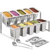 VEVOR Expandable Spice Rack, 13.8"-23.6" Adjustable, 2-Tier Stainless Steel Organizer Shelf with 10 1/9 Pans 10 Ladles