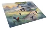 Chicken Coop at Dawn Glass Cutting Board Decorative Tempered Glass Kitchen Cutting and Serving Board Large Size Chopping Board