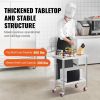 VEVOR 30x18x34 Inch Stainless Steel Work Table 3-Stage Adjustable Shelf with 4 Wheels Heavy Duty Commercial Food Prep Worktable with Brake for Kitchen