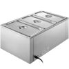 VEVOR Commercial Food Warmer 3-Pan 850W Electric Countertop Steam Table 15cm/6inch Deep Stainless Steel Bain Marie Buffet Food Warmer Large Capacity 7