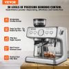 VEVOR Espresso Machine with Grinder, 15 Bar Semi-Automatic Espresso Coffee Maker with Milk Frother Steam Wand