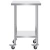 VEVOR Stainless Steel Work Table 24 x 18 x 38 Inch, with 4 Wheels, 3 Adjustable Height Levels