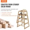 VEVOR Wooden High Chair for Babies & Toddlers, Double Solid Wood Feeding Chair, Eat & Grow Portable High Chair, Easy to Clean Baby Booster Seat