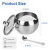 Stainless Steel Sugar Bowl, Sugar Pot with Lid and Spoon, Large Sugar Container for Home Kitchen (500 Milliliter)