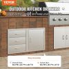 VEVOR Outdoor Kitchen Door Drawer Combo 38.1''W x 22.6''H x 20.8''D, BBQ Access Door/Triple Drawers Combo with Stainless Steel Handles