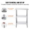 VEVOR Stainless Steel Food Prep Table, 14 x 24 x 34 Inch Commercial Kitchen Worktable, with 2 Adjustable Undershelf