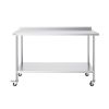 VEVOR 24 x 60 x 40 Inch Stainless Steel Work Table, Commercial Food Prep Worktable with Casters, Heavy Duty Prep Worktable