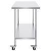 VEVOR Stainless Steel Work Table 24 x 48 x 38 Inch, with 4 Wheels, 3 Adjustable Height Levels