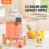 VEVOR Beverage Dispenser, 2.5 Gallon Drink Dispensers for Parties, Glass Juice Dispenser with Stand, Stainless Steel Spigot