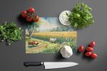 Cows by the Cornfield Glass Cutting Board Decorative Tempered Glass Kitchen Cutting and Serving Board Large Size Chopping Board