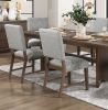 Walnut Finish Modern Dining Set 7pc Table with Self-Storing Extension Leaf and 6 Chairs Upholstered Wooden Furniture