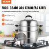 VEVOR Steamer Pot 11in/28cm, 3 Tier Steamer Pot for Cooking with 8.5QT Stock Pot, Vegetable Steamer & 2 Steaming Tray