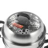 VEVOR Steamer Pot 11in/28cm, 3 Tier Steamer Pot for Cooking with 8.5QT Stock Pot, Vegetable Steamer & 2 Steaming Tray