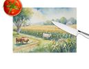 Cows by the Cornfield Glass Cutting Board Decorative Tempered Glass Kitchen Cutting and Serving Board Large Size Chopping Board