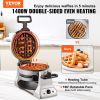 VEVOR 2-Layer Waffle Maker, 2 Pieces per Batch, 1400W Round Waffle Iron