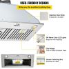 VEVOR Insert Range Hood, 800CFM 3-Speed, 30 Inch Stainless Steel Built-in Kitchen Vent with Push Button Control LED Lights Baffle Filters