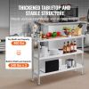 VEVOR Stainless Steel Food Prep Table, 14 x 48 x 34 Inch Commercial Kitchen Worktable, with 2 Adjustable Undershelf