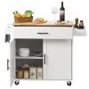 VEVOR Kitchen Island Cart with Solid Wood Top, 35.4" Width Mobile Carts with Storage Cabinet, Rolling Kitchen Table with Spice Rack, Towel Rack