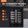 VEVOR 24" Wine and Beverage Refrigerator, 78 Cans and 20 Bottles Dual Zone Tempered Glass Door, Digital Temper Control, Blue LED Light, Child Lock