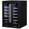 VEVOR 24" Wine and Beverage Refrigerator, 78 Cans and 20 Bottles Dual Zone Tempered Glass Door, Digital Temper Control, Blue LED Light, Child Lock